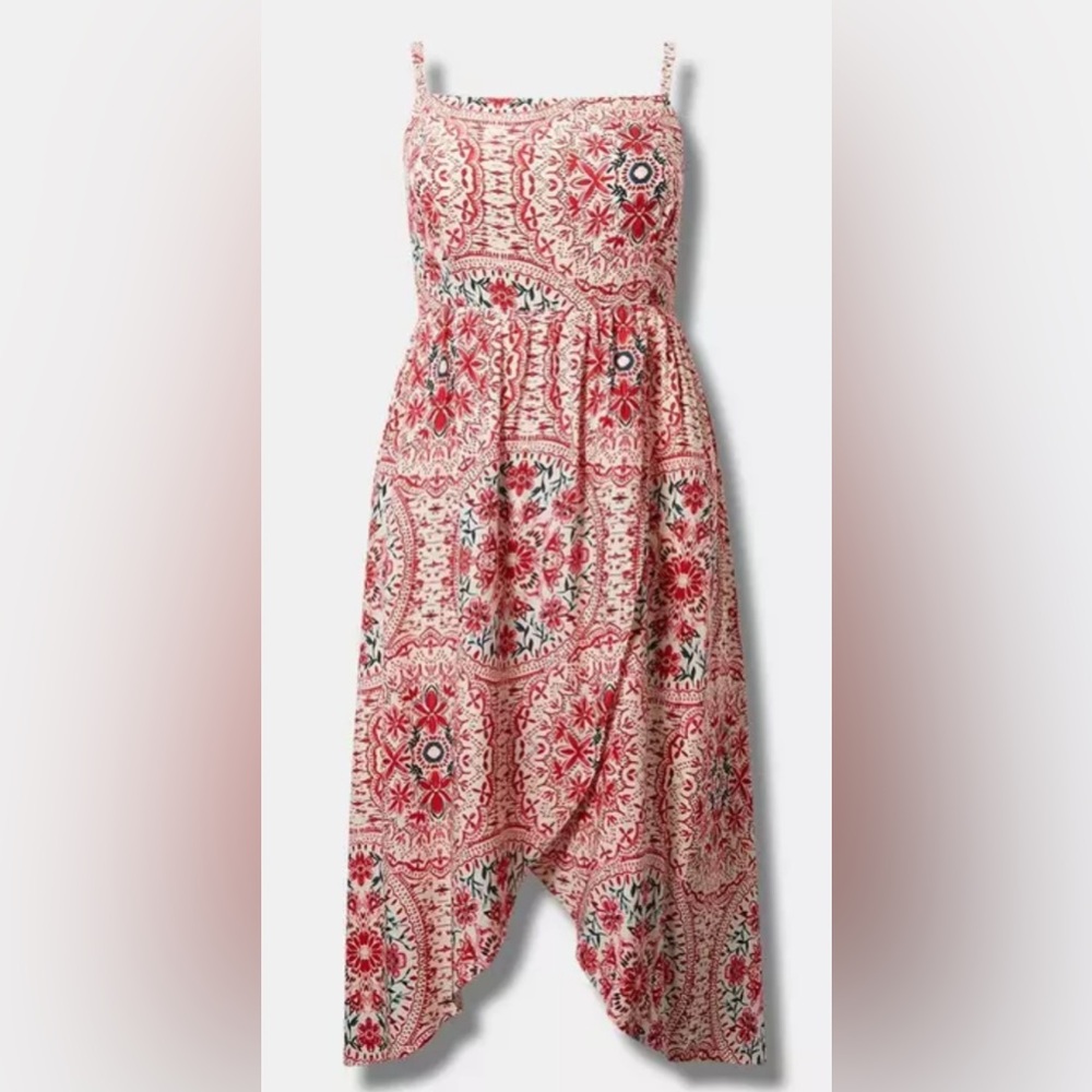 New Torrid Tea Length Challis Square Neck Dress Size 0 (L/12)